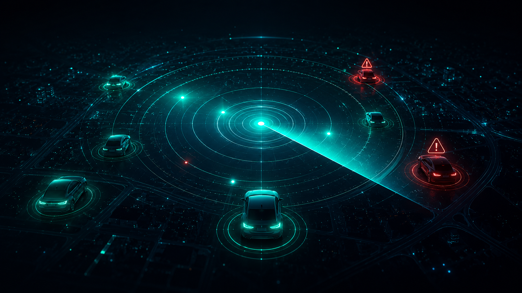 Radar do SentinelAI vigiando veículos à noite